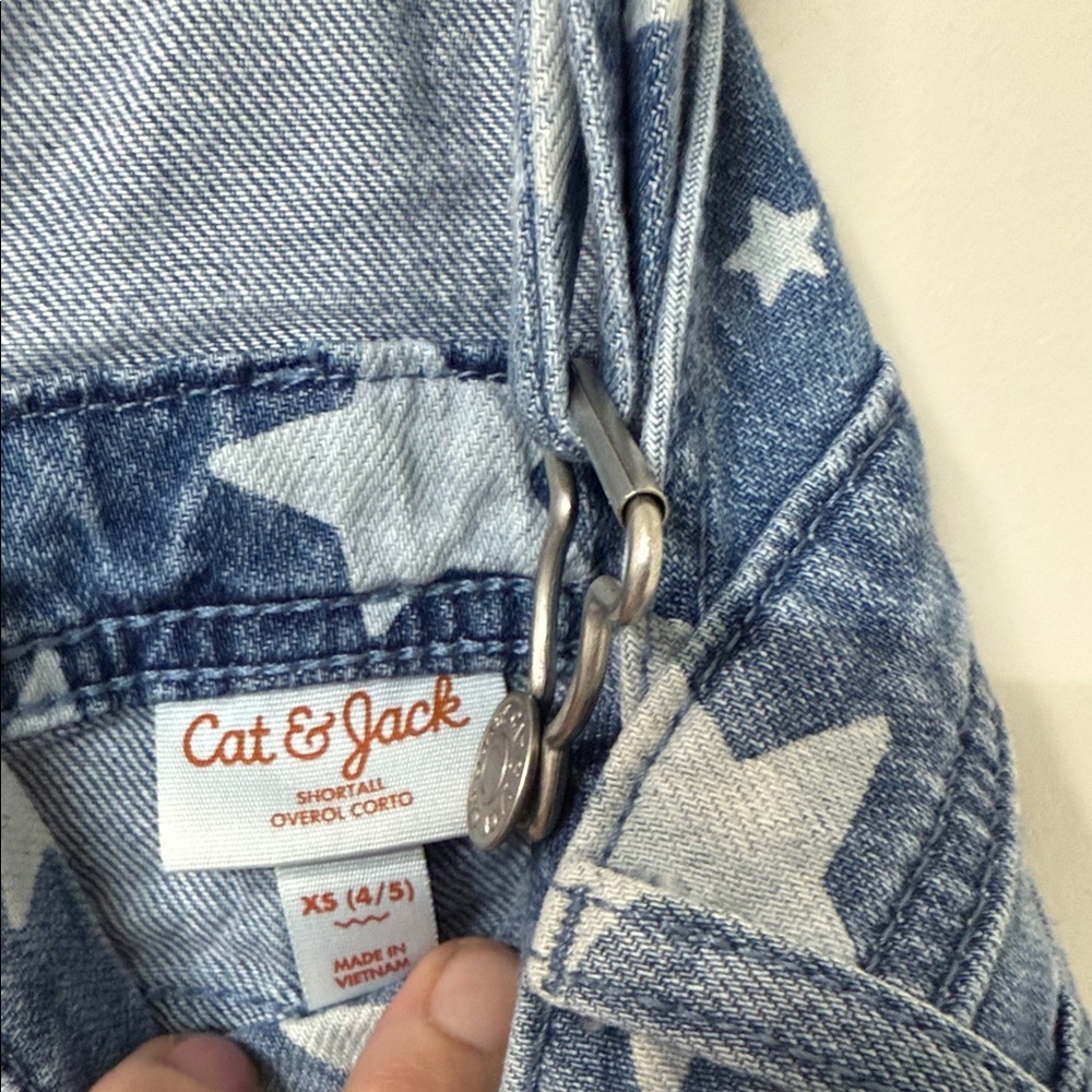 Cat & Jack Blue Star Denim Overalls - Picture 2 of 2